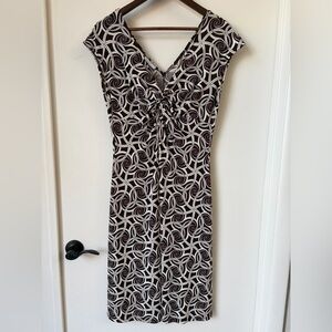 Eclectic Retro Geometric Print Dress | Twist Bust Artsy Y2K Style | S